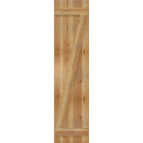 Ekena Millwork Joined Board-n-Batten Shutters w/Z-Bar, Rough Sawn Western Red Cedar, 16 1/8W x 66H, PR - RBJ06Z16X066RWR