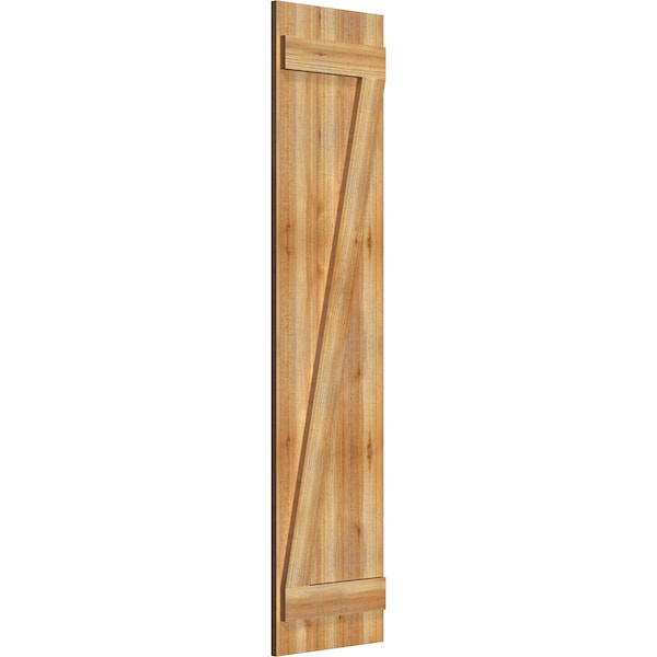 Ekena Millwork Joined Board-n-Batten Shutters w/Z-Bar, Rough Sawn Western Red Cedar, 16 1/8W x 66H, PR - RBJ06Z16X066RWR