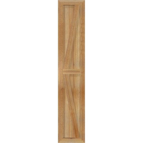 Ekena Millwork Framed Board-n-Batten Shutters w/Z-Bar, Rough Sawn Western Red Cedar, 10 3/4W x 57H, PR - RBF06Z11X057RWR