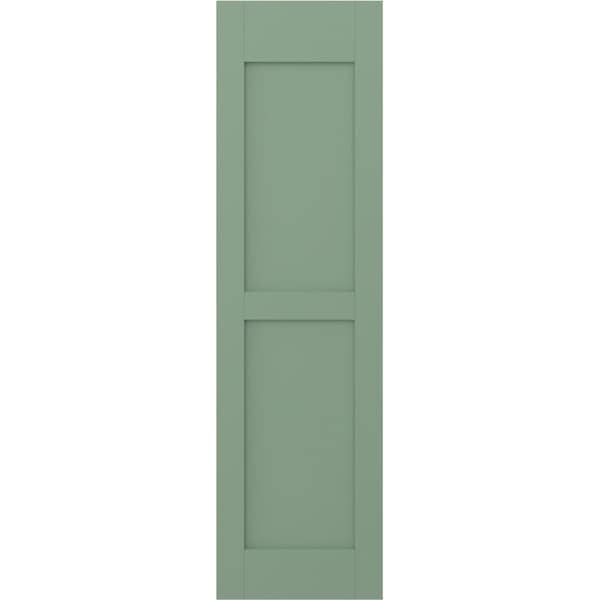 Ekena Millwork Americraft 2 Equal Flat Panel Exterior Real Wood Shutters, RW101FP18X46TGH, PR - RW101FP18X46TGH