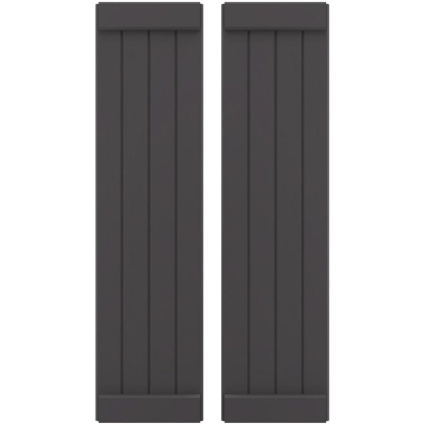 Ekena Millwork Americraft 4-Board Exterior Wood Joined Board-n-Batten Shutters w/ End Batten, ARW103BB414X49SMH, PR - ARW103BB414X49SMH