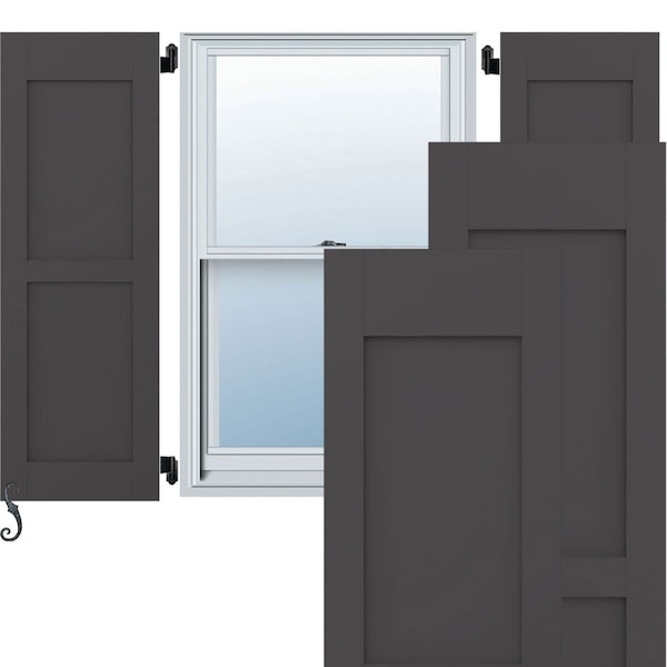 Ekena Millwork Americraft 2 Equal Flat Panel Exterior Real Wood Shutters, RW101FP12X78SMH, PR - RW101FP12X78SMH