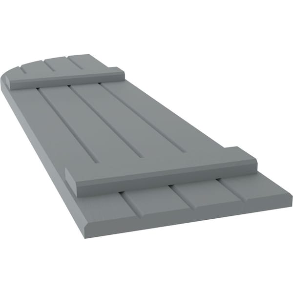 Ekena Millwork Americraft 4-Board (2 Batten) Wood Joined Board-n-Batten Shutters w/ Arch Top, ARW101BQ414X32CHH, PR - ARW101BQ414X32CHH