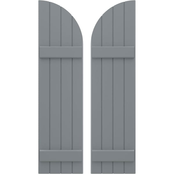 Ekena Millwork Americraft 4-Board (2 Batten) Wood Joined Board-n-Batten Shutters w/ Arch Top, ARW101BQ414X32CHH, PR - ARW101BQ414X32CHH