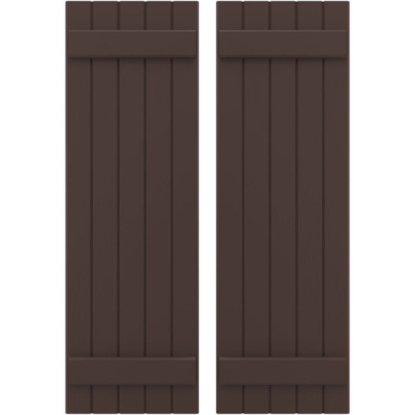 Ekena Millwork Americraft 5-Board (2 Batten) Exterior Real Wood Joined Board-n-Batten Shutters, ARW101BB518X49TBH, PR - ARW101BB518X49TBH