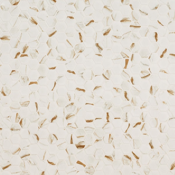 Msi Calacatta Gold Hexagon Sample Matte Porcelain Mesh Mounted Mosaic Tile - ZOR-MD-0594-SAM