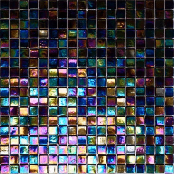 Apollo Tile Skosh 11.6inx11.6in Glossy Shimmer Multi Blue Glass Mosaic Wall and Floor Tile 18.69 sqft/cs, 20PK - APLNB88BL569A