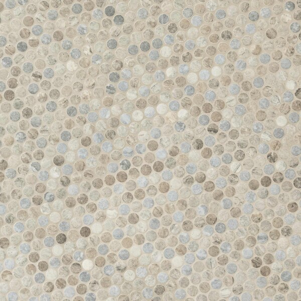 Msi Stonella Penny Round Sample Glossy Glass Mesh-Mounted Mosaic Tile, 1 sq ft - ZOR-MD-0558-SAM