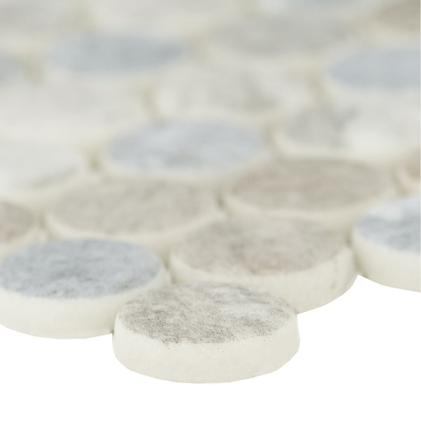 Msi Stonella Penny Round Sample Glossy Glass Mesh-Mounted Mosaic Tile, 1 sq ft - ZOR-MD-0558-SAM