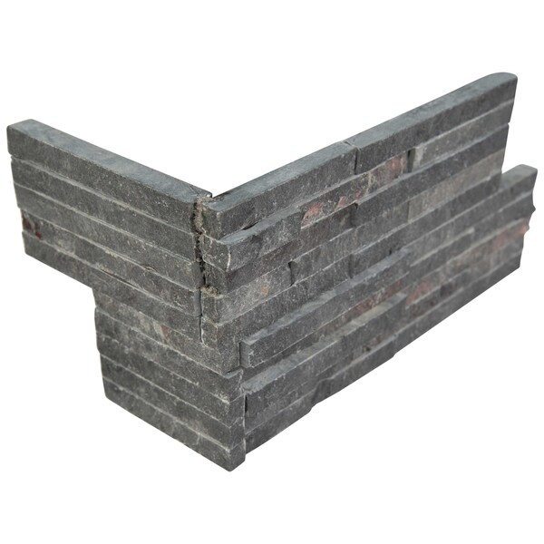 Msi Charcoal Pencil Splitface Ledger Corner  6 in.  X 18 in.  Slate Wall Tile, 6PK - ZOR-PNL-0123