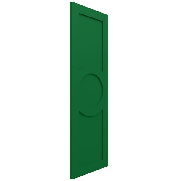 Ekena Millwork True Fit PVC Center Circle Arts & Crafts Fixed Mount Shutters, Viridian Green, 12W x 41H, PR - TFP001AC12X041HG