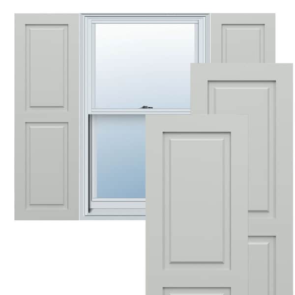 Ekena Millwork True Fit PVC Two Equal Raised Panel Shutters, Hailstorm Gray, 12W x 76H, PR - TFP101RPF12X076ST
