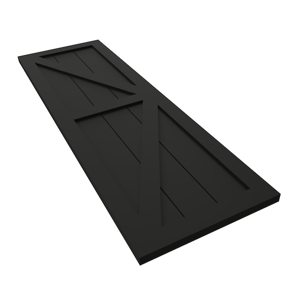 Ekena Millwork True Fit PVC Two Equal Panel Farmhouse Fixed Mount Shutters w/ Z-Bar, Black , 15W x 47H, PR - TFP102FH15X047BL