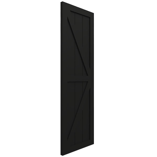 Ekena Millwork True Fit PVC Two Equal Panel Farmhouse Fixed Mount Shutters w/ Z-Bar, Black , 15W x 47H, PR - TFP102FH15X047BL