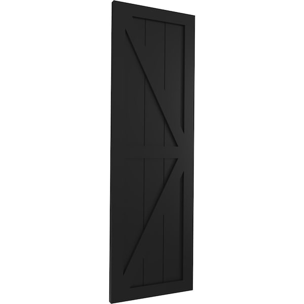 Ekena Millwork True Fit PVC Two Equal Panel Farmhouse Fixed Mount Shutters w/ Z-Bar, Black , 15W x 47H, PR - TFP102FH15X047BL