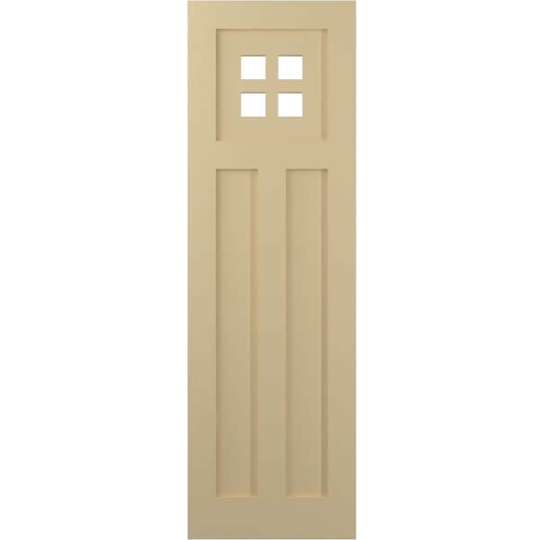 Ekena Millwork True Fit PVC San Antonio Mission Style Fixed Mount Shutters, Natural Twine, 15W x 78H, PR - TFP001ST15X078NT