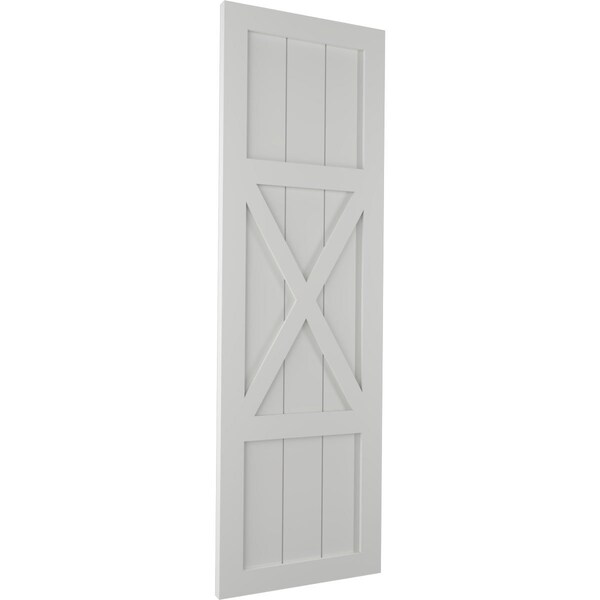 Ekena Millwork True Fit PVC Center X-Board Farmhouse Fixed Mount Shutters, Hailstorm Gray , 15W x 68H, PR - TFP107FH15X068ST