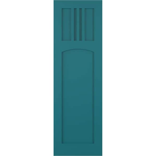 Ekena Millwork True Fit PVC San Miguel Mission Style Fixed Mount Shutters, Antigua, 12W x 28H, PR - TFP001SM12X028AN
