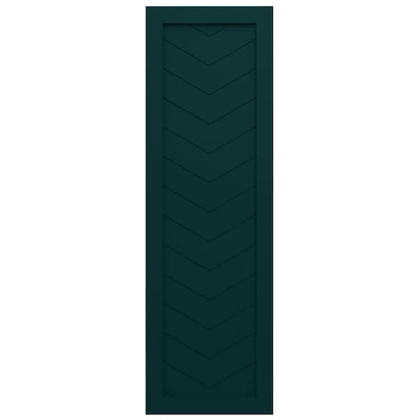 Ekena Millwork True Fit PVC Single Panel Chevron Modern Style Fixed Mount Shutters, Thermal Green, 12W x 35H, PR - TFP001CV12X035FG