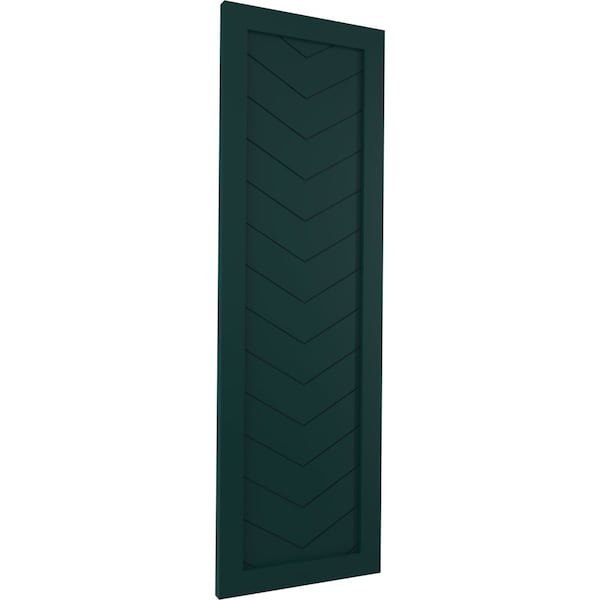 Ekena Millwork True Fit PVC Single Panel Chevron Modern Style Fixed Mount Shutters, Thermal Green, 12W x 35H, PR - TFP001CV12X035FG