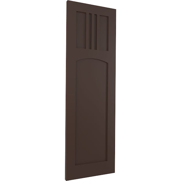 Ekena Millwork True Fit PVC San Miguel Mission Style Fixed Mount Shutters, Raisin Brown, 15W x 30H, PR - TFP001SM15X030TB