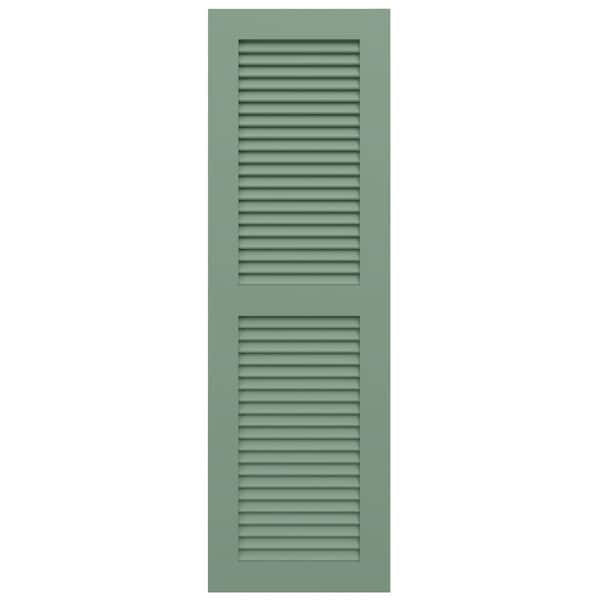 Ekena Millwork True Fit PVC, Two Equal Louver Shutters, Track Green, 15W x 35H, PR - TFP101LVF15X035TG