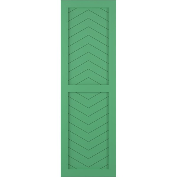 Ekena Millwork True Fit PVC Two Panel Chevron Modern Style Fixed Mount Shutters, Lilly Pads, 12W x 73H, PR - TFP101CV12X073LP