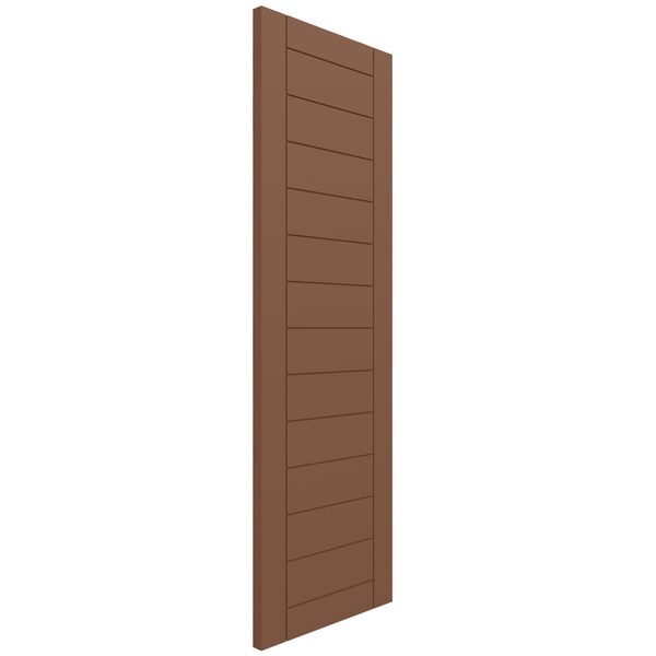 Ekena Millwork True Fit PVC Horizontal Slat Framed Modern Style Fixed Mount Shutters, Burnt Toffee, 15W x 46H, PR - TFP001HF15X046BT