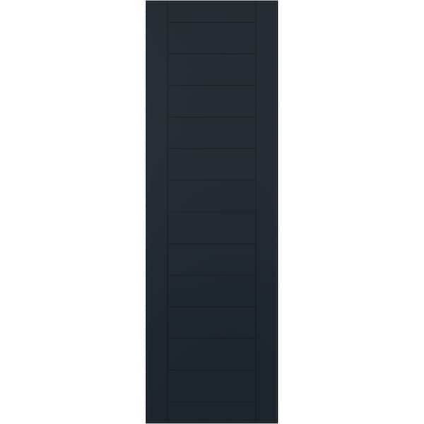Ekena Millwork PVC Horizontal Slat Framed Modern Style Fixed Mount Shutters Starless Night Blue, 15W x 31H, PR - TFP001HF15X031OB