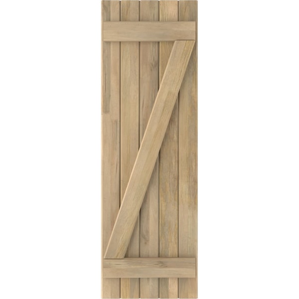 Ekena Millwork Americraft 5-Board (2 Batten) Wood Joined Board-n-Batten Shutters w/ Z-Bar, ARW102BB518X33UNH, PR - ARW102BB518X33UNH