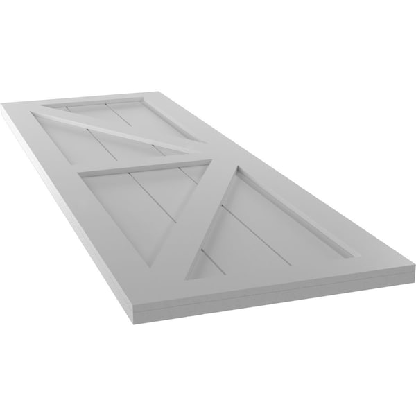 Ekena Millwork True Fit PVC Two Equal Panel Farmhouse Fixed Mount Shutters w/ Z-Bar, Primed , 12"W x 54"H - TFP102FH12X054PR