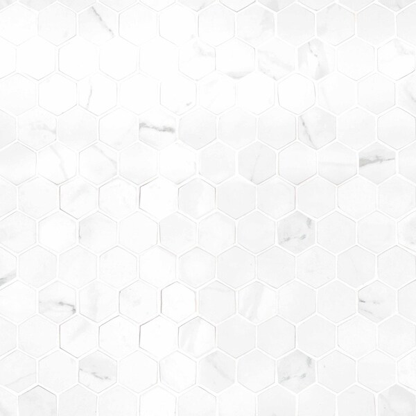 Msi Carrara Hexagon SAMPLE Glazed Porcelain Mesh-Mounted Mosaic Tile - ZOR-PT-0120-SAM