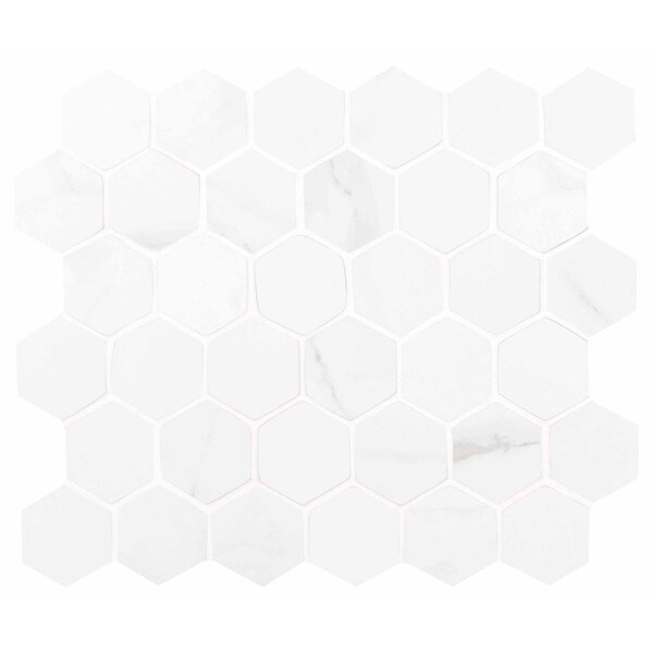 Msi Carrara Hexagon SAMPLE Glazed Porcelain Mesh-Mounted Mosaic Tile - ZOR-PT-0120-SAM