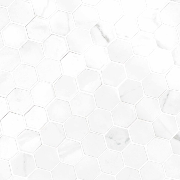 Msi Carrara Hexagon SAMPLE Glazed Porcelain Mesh-Mounted Mosaic Tile - ZOR-PT-0120-SAM