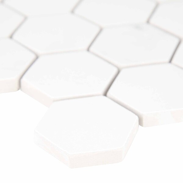 Msi Carrara Hexagon SAMPLE Glazed Porcelain Mesh-Mounted Mosaic Tile - ZOR-PT-0120-SAM