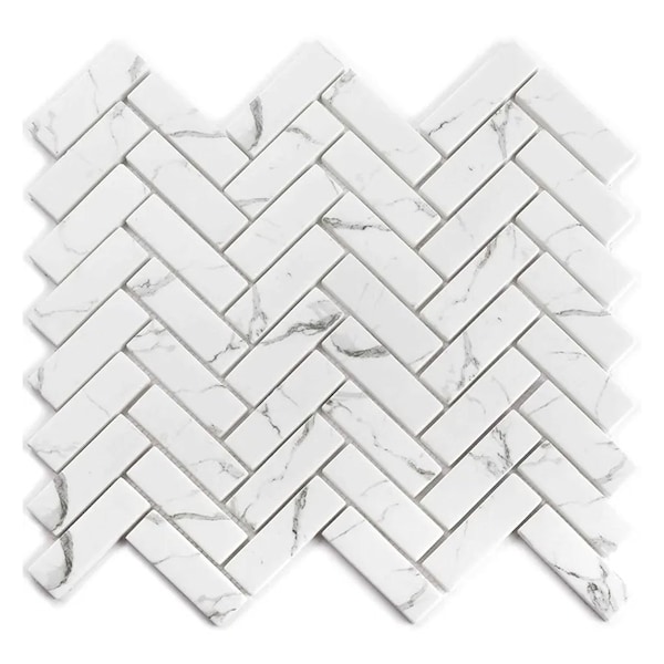 Apollo Tile Aloha 11 x 13 in. Polished White with Gray Vein Glass, Wall and Floor Tile 9.63 sq ft/case, 10PK - APLNNC8813CAA