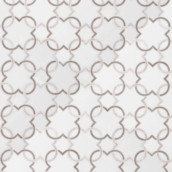 Msi Bianco Quatrefoil 12 In. X 12 In. X 10Mm Polished Marble Mesh-Mounted Mosaic Tile, 5PK - ZOR-MD-0291