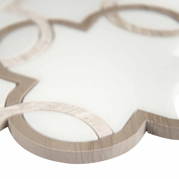 Msi Bianco Quatrefoil 12 In. X 12 In. X 10Mm Polished Marble Mesh-Mounted Mosaic Tile, 5PK - ZOR-MD-0291