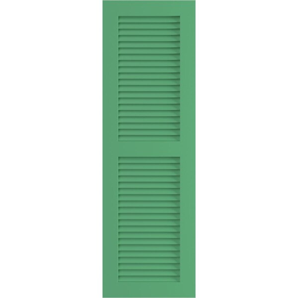 Ekena Millwork True Fit PVC, Two Equal Louver Shutters, Lilly Pads, 18W x 37H, PR - TFP101LVF18X037LP