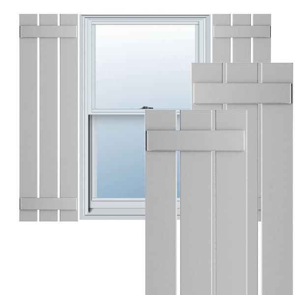 Ekena Millwork True Fit PVC Three Board Spaced Board-n-Batten Shutters, Primed , 17 1/8"W x 56"H - TFP101SBF17X056PR