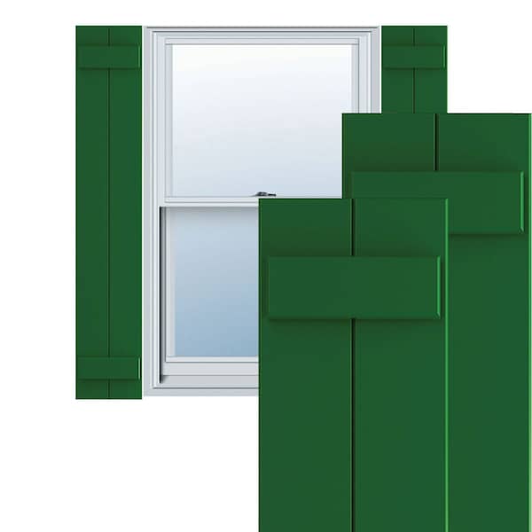 Ekena Millwork True Fit PVC Two Board Joined Board-n-Batten Shutters, Viridian Green, 10 3/4W x 77H, PR - TFP101BBF11X077HG