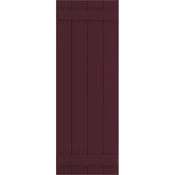 Ekena Millwork True Fit PVC, Four Board Joined Board-n-Batten Shutters, Wine Red, 21 1/2W x 63H, PR - TFP101BBF21X063WR