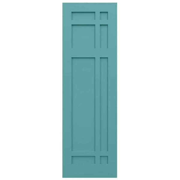 Ekena Millwork True Fit PVC San Juan Capistrano Mission Style Fixed Mount Shutters, Pure Turquoise, 18W x 46H, PR - TFP001SJ18X046PT