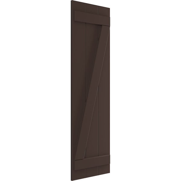 Ekena Millwork True Fit PVC Three Board Joined Board-n-Batten Shutters w/Z-Bar, Raisin Brown , 16 1/8W x 31H, PR - TFP102BBF16X031TB
