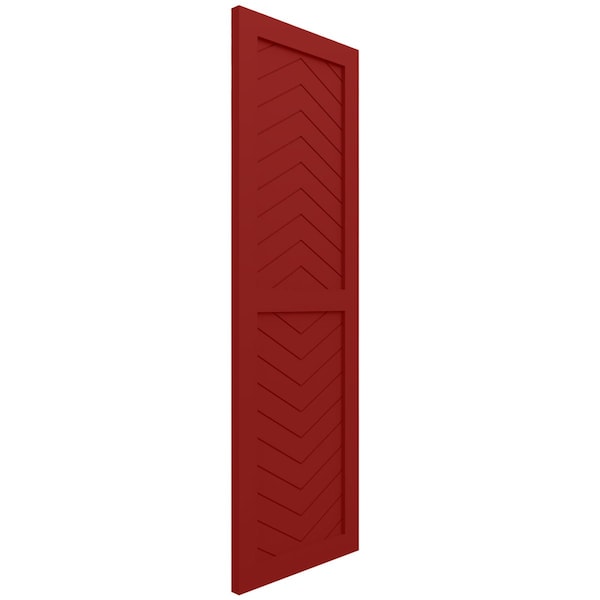 Ekena Millwork True Fit PVC Two Panel Chevron Modern Style Fixed Mount Shutters, Fire Red, 18W x 31H, PR - TFP101CV18X031BR