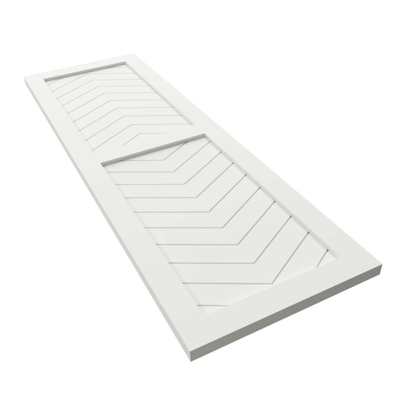 Ekena Millwork True Fit PVC Two Panel Chevron Modern Style Fixed Mount Shutters, Unfinished, 18W x 62H, PR - TFP101CV18X062UN