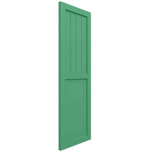 Ekena Millwork True Fit PVC Farmhouse/Flat Panel Combination Fixed Mount Shutters, Lilly Pads, 12W x 68H, PR - TFP101FC12X068LP