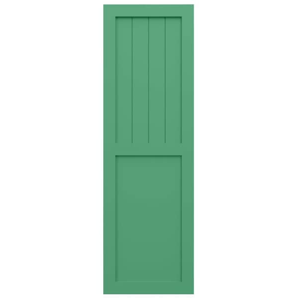 Ekena Millwork True Fit PVC Farmhouse/Flat Panel Combination Fixed Mount Shutters, Lilly Pads, 12W x 68H, PR - TFP101FC12X068LP