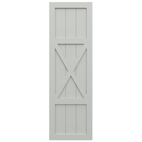 Ekena Millwork True Fit PVC Center X-Board Farmhouse Fixed Mount Shutters, Hailstorm Gray , 18W x 75H, PR - TFP107FH18X075ST