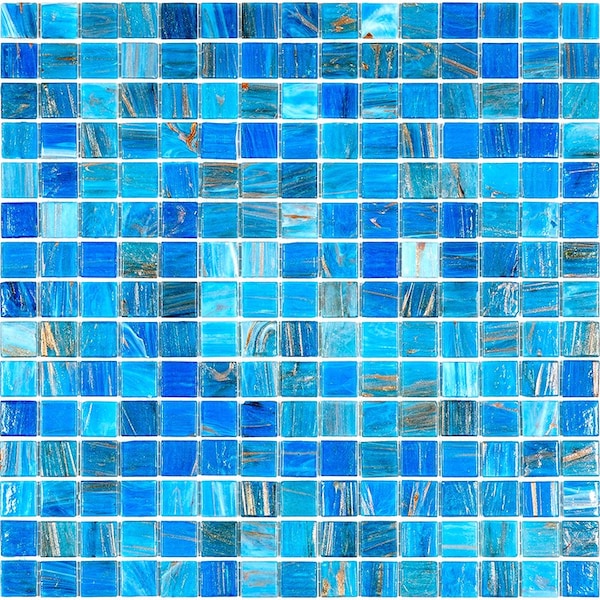 Apollo Tile Celestial 12 in. x 12 in. Glossy Blue Glass Mosaic Wall and Floor Tile 20 sq. ft./case, 20PK - APLST88BL534A